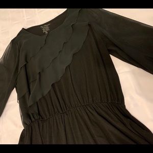 Chico’s black ruffle top w/sheer sleeves